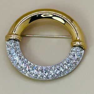 Vintage Swan Mark Swarovski Gold/Silvertone clear crystal 1 1/2 pin Brooch